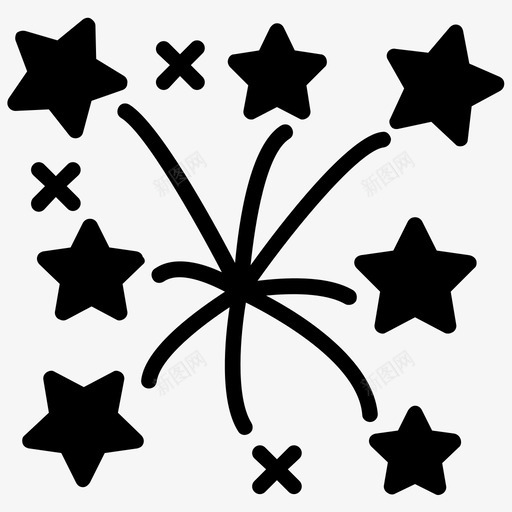 闪亮的星星装饰烟花图标svg_新图网 https://ixintu.com 新年快乐字形图标 星光闪耀 星星闪烁 灯光效果 烟花 装饰 闪亮的星星