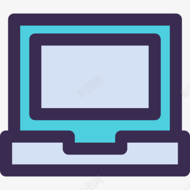 笔记本电脑教育84线性颜色蓝色图标图标
