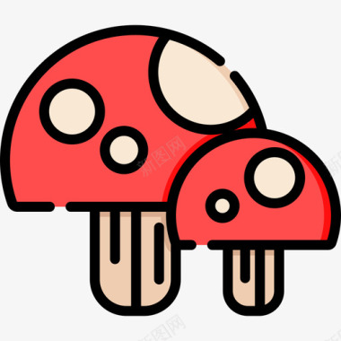 蘑菇自然27线形颜色图标图标