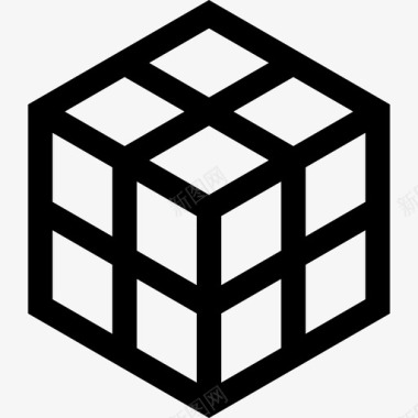 魔方爱好和自由时间线性图标图标