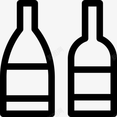 酒瓶酒店和服务2线性图标图标