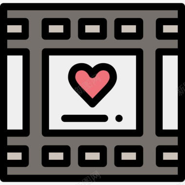 婚礼视频爱情28线性颜色图标图标
