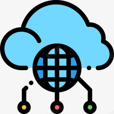 云计算技术32线性颜色图标图标