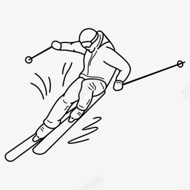 滑雪者滑雪运动图标图标