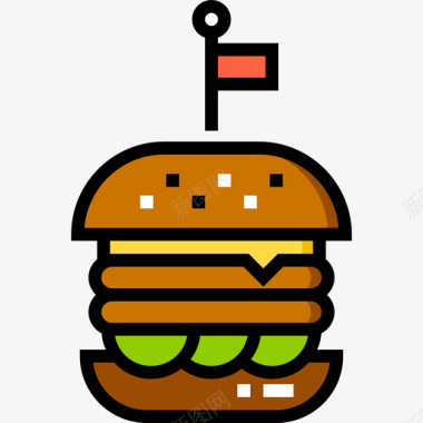 汉堡食品车2线性颜色图标图标