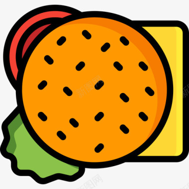 汉堡食品和饮料19原色图标图标