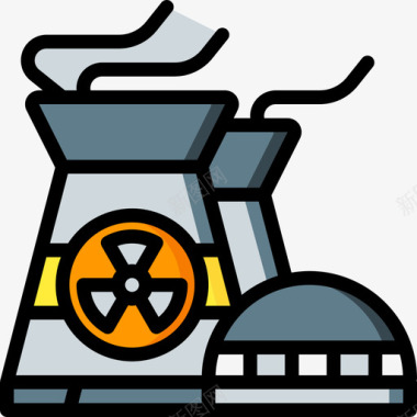 核电站电力和能源5线性颜色图标图标