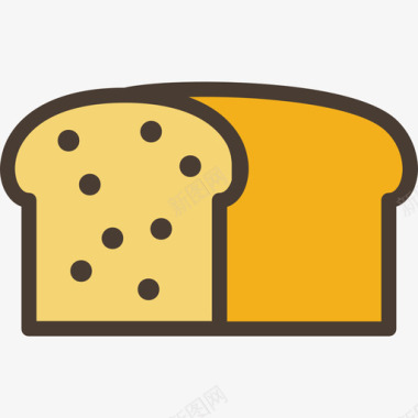 小麦蛋糕和面包店原色图标图标