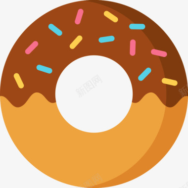 甜甜圈快餐17扁平图标图标