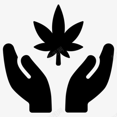 大麻毒品树叶图标图标