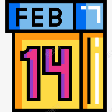 日历爱情15线性颜色图标图标
