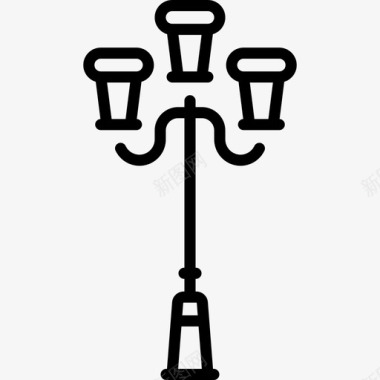 灯柱冬季小镇4线性图标图标
