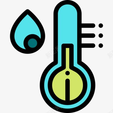 温度计可再生能源10线性颜色图标图标