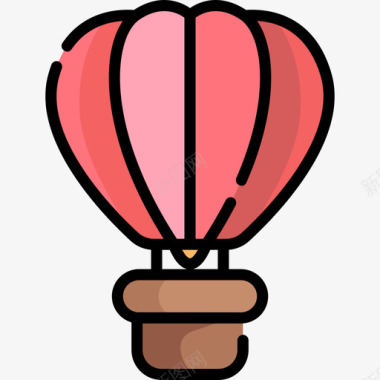 热气球情人节42线性颜色图标图标