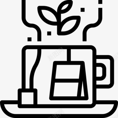 茶健康19线性图标图标