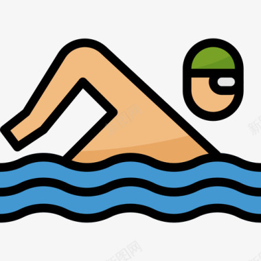 游泳运动员健康4岁直线颜色图标图标