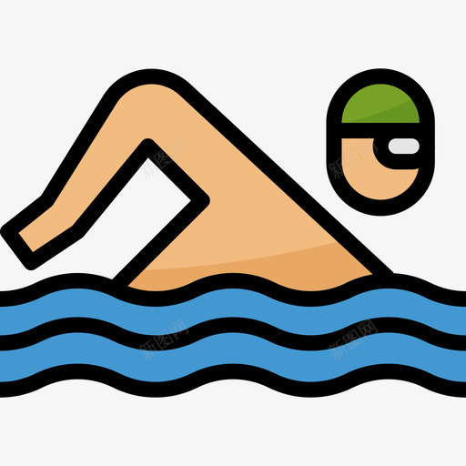 游泳运动员健康4岁直线颜色图标svg_新图网 https://ixintu.com 健康4岁 游泳运动员 直线颜色