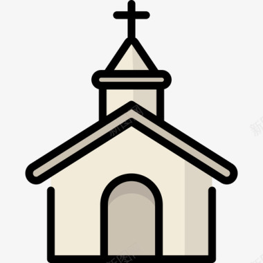 教堂55岁婚礼线性颜色图标图标