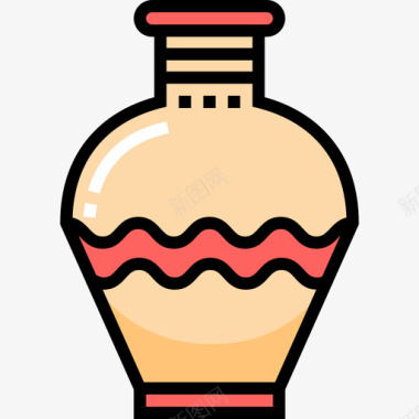 花瓶复古装饰6线性颜色图标图标