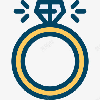 订婚戒指爱情和婚礼2线性颜色图标图标