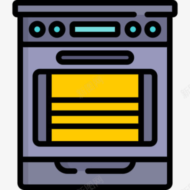 烤箱面包房18线性颜色图标图标