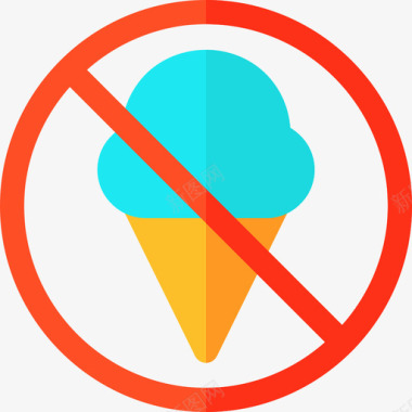 没有冰淇淋信号和禁令3平淡图标图标