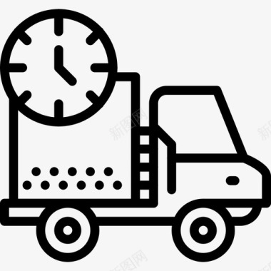 送货汽车时钟图标图标