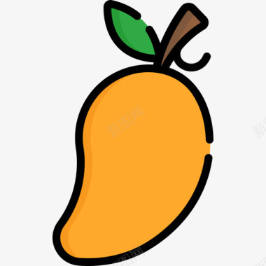 芒果果蔬7种线形颜色图标图标