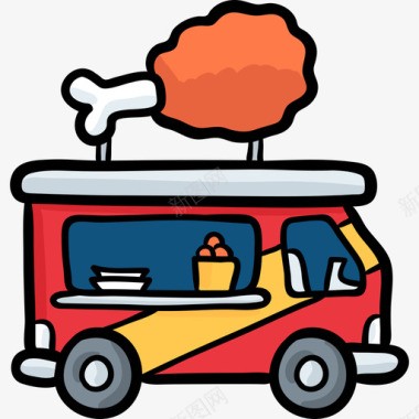 食品车快餐13彩色图标图标