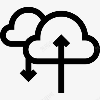 云计算数据库和服务器3线性图标图标