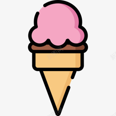 冰淇淋51岁生日线性颜色图标图标