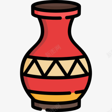 花瓶非洲2线性颜色图标图标