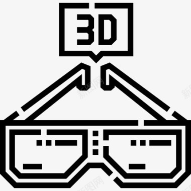 3d眼镜娱乐14线性图标图标