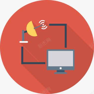 卫星连接网络和通信2圆形图标图标