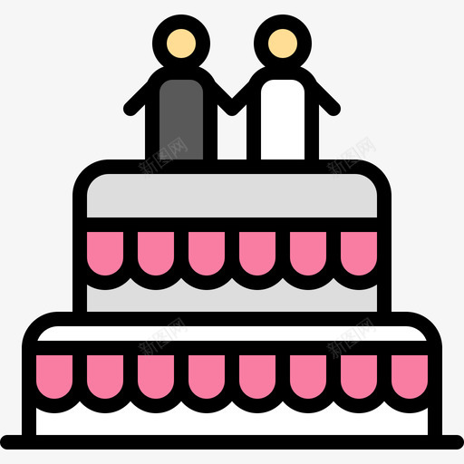 结婚蛋糕假日27线性颜色图标svg_新图网 https://ixintu.com 假日27 线性颜色 结婚蛋糕