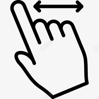 一个手指水平滑动触摸手势轮廓v2图标图标