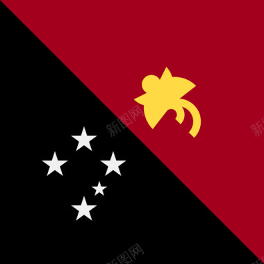巴布亚新几内亚方形国家简单旗帜图标图标