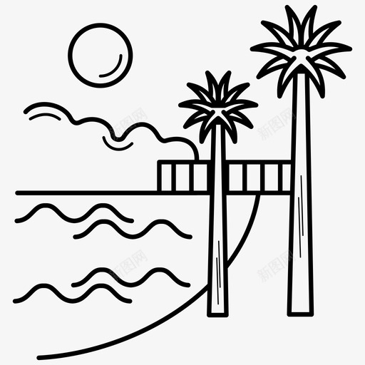 夏季氛围海滩加利福尼亚图标svg_新图网 https://ixintu.com 加利福尼亚 夏季氛围 棕榈树 海岸 海浪 海滩