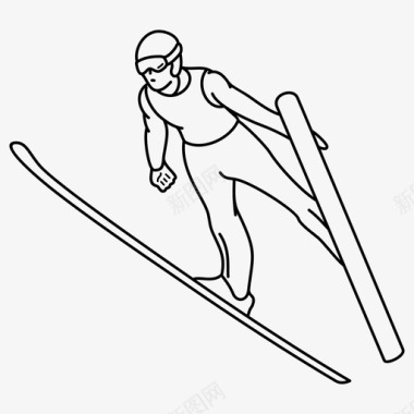 跳台滑雪滑雪冬季运动图标图标
