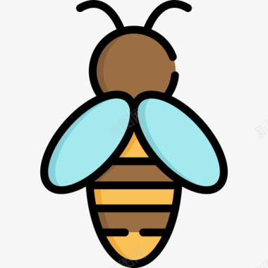 蜜蜂春天自然3线性颜色图标图标