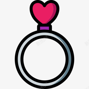 订婚戒指浪漫21线性颜色图标图标