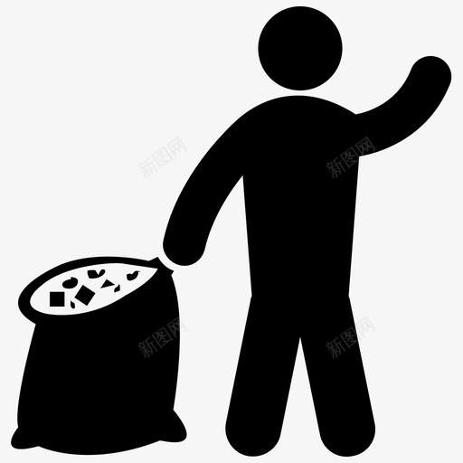 捡垃圾清洁垃圾袋图标svg_新图网 https://ixintu.com 儿童字形图标 儿童清洁 垃圾袋 捡垃圾 清洁 童工