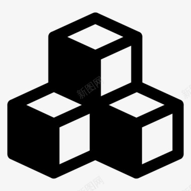 立方体块方框图标图标