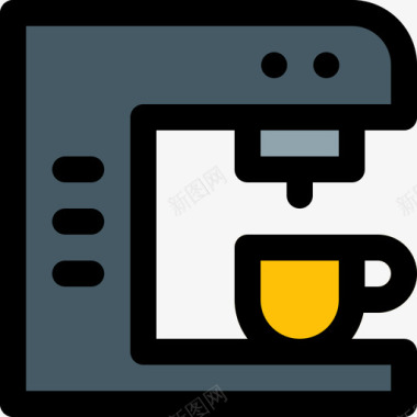 咖啡机饮料5线性颜色图标图标