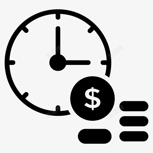 时间就是金钱商业时钟图标svg_新图网 https://ixintu.com 商业 时钟 时间价值 时间就是金钱 理财 省钱 股票投资字形图标