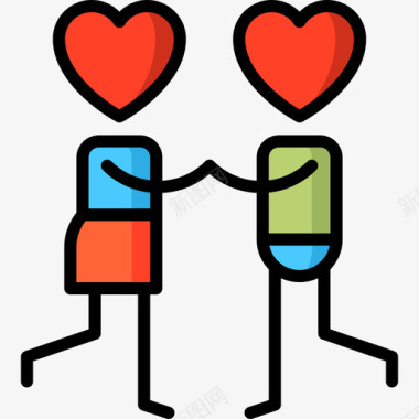 爱情人际关系和情感2线性色彩图标图标