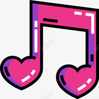 音乐爱情15线性色彩图标图标