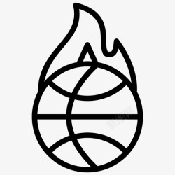 篮球线燃烧的篮球篮球贴纸运动徽章图标高清图片