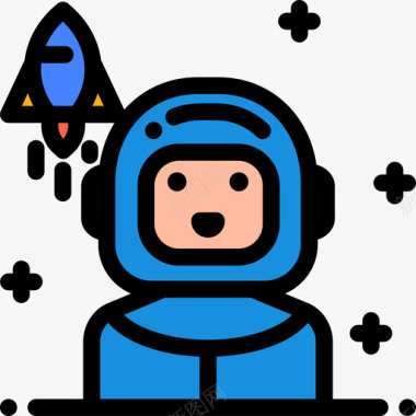 宇航员职业和工作6线性颜色图标图标