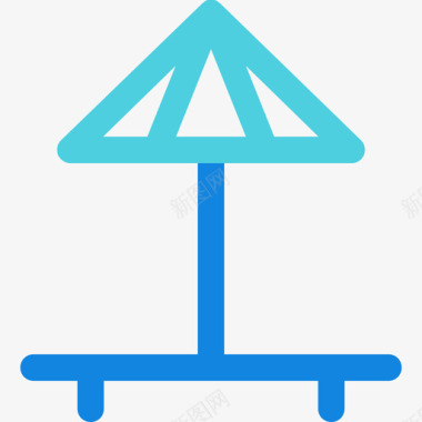 沙滩伞旅行90直线蓝色图标图标